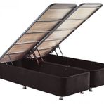 Niron Yatak Ela 140x190 cm Silinebilir Soho Kumaş Çift Kişilik Sandıklı Siyah Kumaş Baza