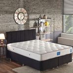 Niron Yatak Juliette 200x200 cm Çift Kişilik Lüks Seti - Siyah Kumaş Baza, Başlık ve Takımı