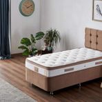 Niron Yatak Latte 80x200 cm Tek Kişilik Baza Başlık Seti - Sert , Kumaş Baza ve Başlık Takımı
