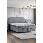 Niron Yatak Line Visco Lüks Baza ve Başlık Seti 90x190 cm Tek Kişilik Baza Başlık Takımı Koyu Gri
