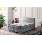 Niron Yatak Niron Silver Yatak Baza Başlık Seti 90x190 Tek Kişilik Full Ortopedik Yatak Gri Keten Baza ve Başlık - 90 x 190 cm