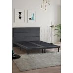 Niron Yatak Niron Slim Baza ve Başlık Takımı 160X200 Çift Kişilik Gri Kumaş Kaplı Metal Karyola ve Başlık Seti - Koyu Gri - 160 x 200 cm