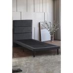 Niron Yatak Niron Slim Baza ve Başlık Takımı 90X190 Tek Kişilik Gri Kumaş Kaplı Metal Karyola ve Başlık Seti - Koyu Gri - 90 x 190 cm