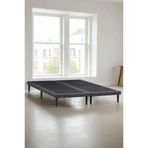 Niron Yatak Slim Karyola 140x200 Çift Kişilik Baza, Metal İskeletli Yüksek Ayaklı Koyu Gri Keten Kumaşlı
