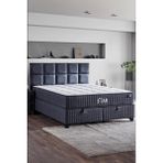Niron Yatak Star Yatak Seti 100 x 200 cm Tek Kişilik Yaylı Sert Ortopedik Yatak Antrasit Lüks Baza Başlık Takımı