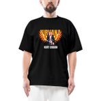 Nirvana Kurt Cobain Guitar Angel Oversize Siyah Tişört - M