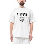 Nirvana Logo Classic Oversize Beyaz Tişört - M