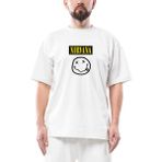 Nirvana Smile Oversize Beyaz Tişört - XL