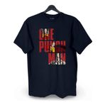 nirvoda One Punch Man Yazı Baskılı Loose Fit Bisiklet Yaka Unisex Tişört Anime Manga Siyah
