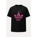 nirvoda Oversize Barbell Girl Pembe Fitness Baskılı Kadın Gym Tişört