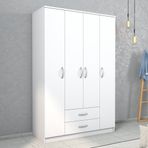 Nisa 4 Kapılı 2 Çekmeceli 10 Raflı Geniş Gardrop Beyaz - Grd1001