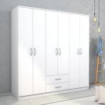 Nisa 6 Kapılı 2 Çekmeceli 7 Raflı Geniş Gardrop Beyaz - Grd1101