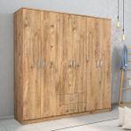 Nisa 6 Kapılı 2 Çekmeceli 7 Raflı Geniş Gardrop Çam - GRD1102 - Renk