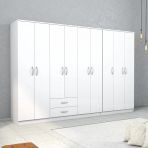 Nisa 9 Kapılı 2 Çekmeceli 13 Raflı Geniş Gardrop Beyaz - Grd1301