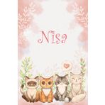 Nisa: Cahier personnalisé avec prénom Nisa | Cadeau d'anniversaire pour fille, femme, maman, sœur ... | Chats aquarelles | 110 pages lignée, Petit Format 6x9 pouces (15,24 x 22,86 cm)