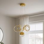 Nisa Luce Dalga Taşlı Gold 70 cm Led Avize