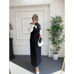 Nisa Nalbantoğlu Krep Düz Kesim tesettür jile Elbise - Siyah - 44 - 46