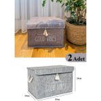 Nisahometeks 2 Adet Keçe Kapaklı Çok Amaçlı Mini Kutu Saklama Kutusu 35X24X24 cm - Gri - Tek Ebat