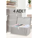 Nisahometeks 4 Adet Mega Kutu Hurç 60*40*30 cm - Gri - Tek Ebat