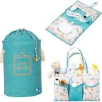 Nisahometeks Baby 3lü Set (Bebek Bakım Çantası,bebek Alt Bakım Çantası,bebek Çirli Çamaşır & Oyuncak Sepeti ) - Mavi