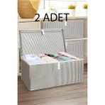 Nisahometeks Gri Renkli 2 Adet Kapaklı Çok Amaçlı Hurç Maxi Saklama Kutusu 50 x 40 x 30 cm