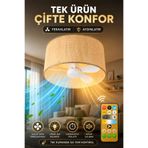 NisaLuce Meltem Rattan Vantilatör Avize-KREM HASIR Kumandalı Tavan Vantilatörü & Avize || 3 Renk Aydınlatma Pervaneli Lamba Fanlı Avize SESSİZ ÇALIŞMA Tavan Tipi Vantilatör || 46 Cm || Ferahlık & Aydınlık