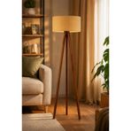 NisaLuce Nisa Luce Loresa Ahşap 3 ayaklı Lambader -Ceviz ahşap gövde/Krem hasır başlık •• Köşe Lambası Salon Modern Lambader Dekoratif Lambader Ayaklı Lambader Tv Yanı Dekorasyon Oturma Odası Okuma Lambası