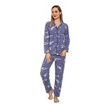 Nisanca Bayan Kışlık Welsoft Peluş İnci Polar Düğmeli Pijama Takımı 'İpeksi Doku' İndigo Mavi M