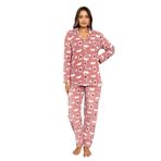 Nisanca Bayan Kışlık Welsoft Peluş İnci Polar Düğmeli Pijama Takımı 'İpeksi Doku' Pudra S