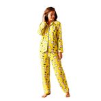Nisanca Bayan Kışlık Welsoft Peluş İnci Polar Düğmeli Pijama Takımı 'İpeksi Doku' Sarı M