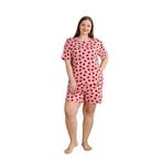 Nisanca Büyük Beden Kısa Kol Şortlu Kadın Pijama Takımı PEMBE XL