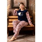 Nisanca Büyük Beden Peluş Polar Pijama Takımı- Kışlık Büyük Beden Kadın Pijama Lacivert 4XL