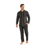 Nisanca Erkek Jakarlı Düğmeli Pamuk Pijama Takımı- Çizgili Erkek Pijama Lacivert XL
