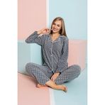 Nisanca Füme Kışlık Welsoft Peluş Polar Düğmeli Kadın Pijama Takımı