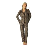 Nisanca Kışlık Düğmeli Ekose Desen Kadın Süet Pijama Takımı Leopar L