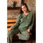 Nisanca Kışlık Kadın Welsoft Polar Pijama Takımı - Yeni Yıl Pijaması - Yeşil - L