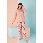 Nisanca Kışlık Welsoft Peluş Polar Düğmeli Pembe Kadın Pijama Takımı