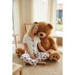 Nisanca Luna Touch Ekstra Yumuşak Yazlık Kadın Pijama Takımı – Düğmesiz, Kısa Kollu, Büyük Beden Kadın Pijama (S–5xl) - Mavi - 2XL