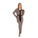 Nisanca Sabahlıklı Dantel Detaylı Pegasus Kadın Pijama Takımı-Çeyizlik Takım- Geniş Beden Aralığı Leopar 4XL