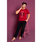 Nisanca Yazlık Kısa Kol %100 Pamuk Kırmızı Erkek Pijama Takımı