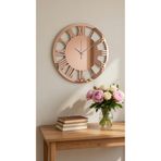 NİSANEST Lüks Aynalı Duvar Saati 40 cm Rose - Gold - Gümüş