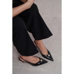 NİŞANTAŞI SHOES Alvera Siyah Rustik Aksesuar Detay Sivri Burun Kadın Topuklu Ayakkabı
