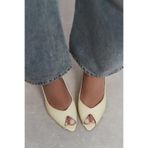 NİŞANTAŞI SHOES Betty Tereyağı Sarısı Mat Burnu Açık Kadın Topuklu Ayakkabı
