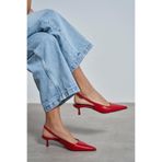 NİŞANTAŞI SHOES Dipsy Kırmızı Mat Toka Detay Sivri Burun Kadın Topuklu Ayakkabı