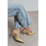 NİŞANTAŞI SHOES Elara Açık Yeşil Mat Slingback V Vamp Hattı Sivri Burun Kadın Topuklu Ayakkabı