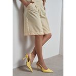 NİŞANTAŞI SHOES Elara Sarı Mat Slingback V Vamp Hattı Sivri Burun Kadın Topuklu Ayakkabı