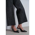 NİŞANTAŞI SHOES Elara Siyah Mat Slingback V Vamp Hattı Sivri Burun Kadın Topuklu Ayakkabı