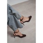 NİŞANTAŞI SHOES Kahla Kahve Rugan Bilek Bağlı Burnu Açık Detay Kadın Topuklu Ayakkabı