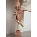 NİŞANTAŞI SHOES Ladonia Dore Rugan Arka Açık Toka Detay Kadın Topuklu Ayakkabı