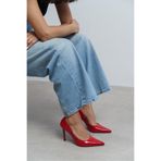 NİŞANTAŞI SHOES Lunara Kırmızı Rustik Desenli Sivri Burun Kadın Stiletto